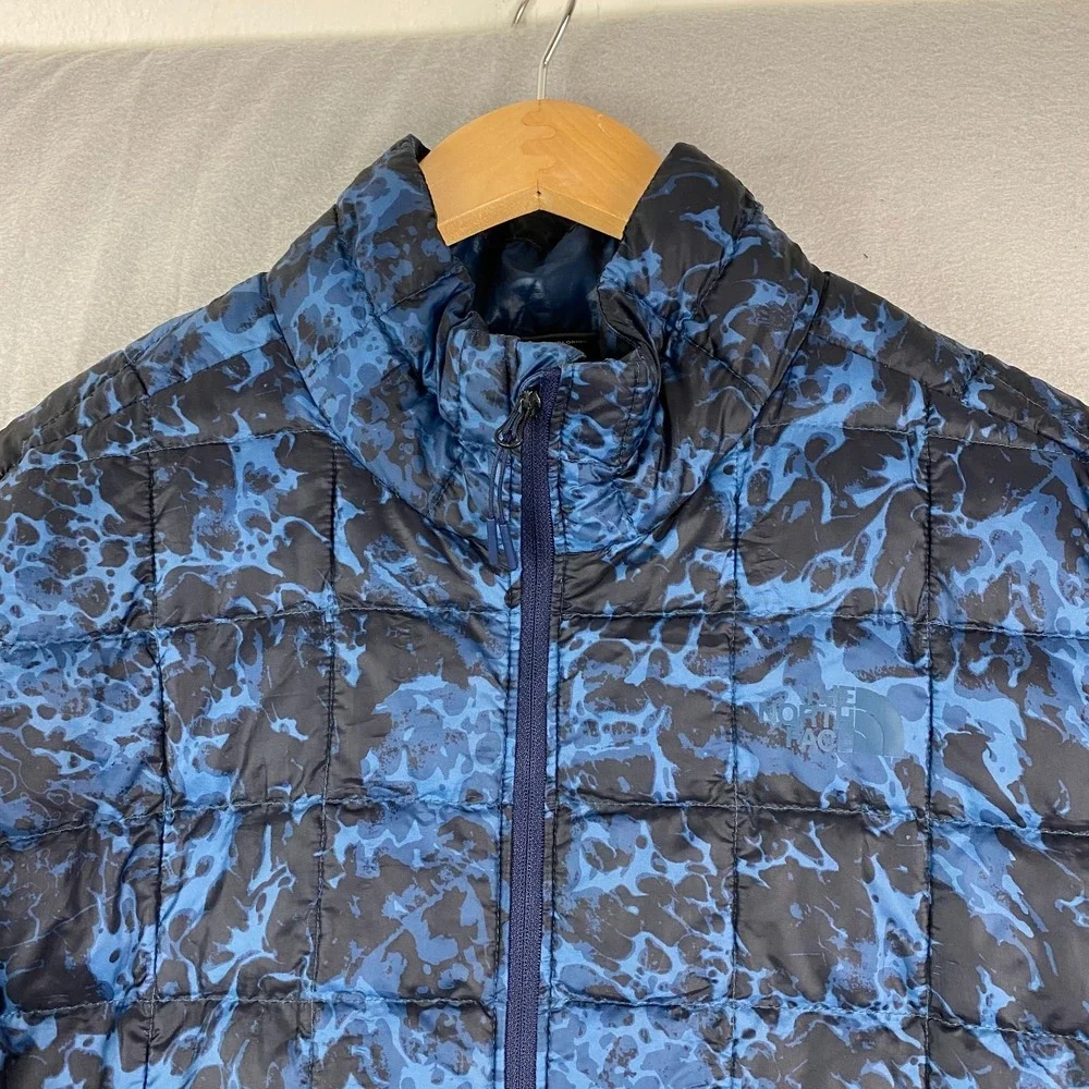 The North Face Mens Thermoball Puffer Jacket Large Blue Camo